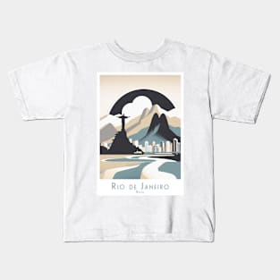 Vintage Brazil Rio de Janeiro Travel Poster Kids T-Shirt